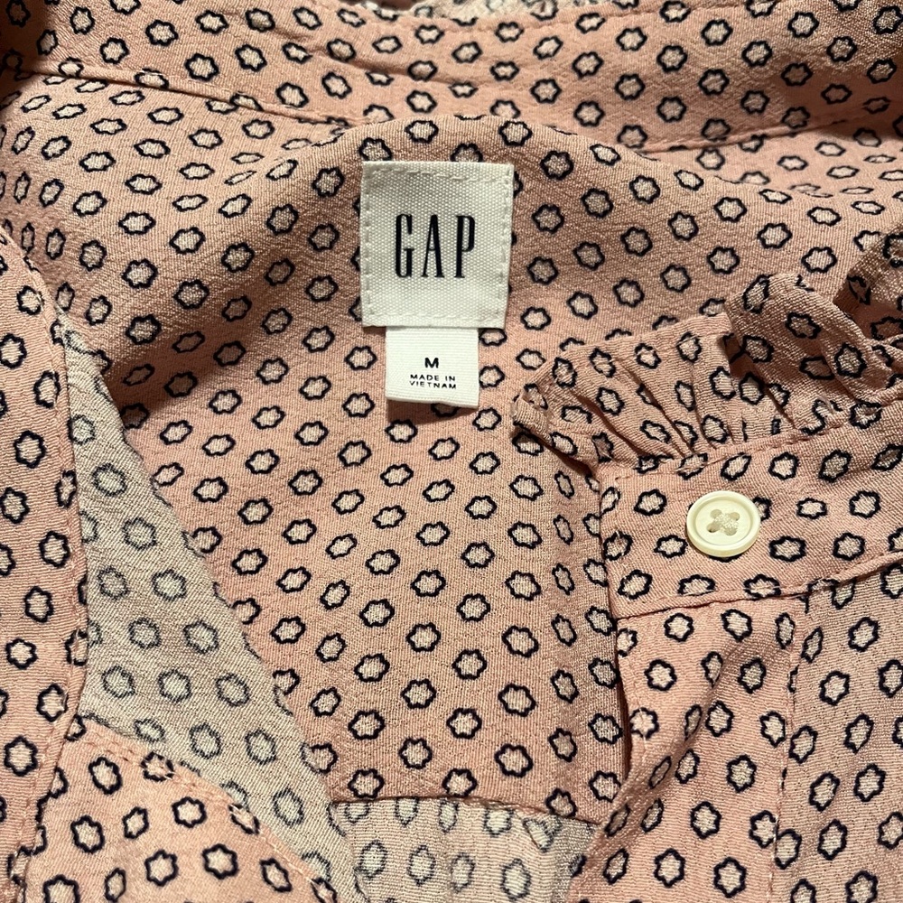 Gap Pink Patterned Blouse With Ruffles - image 5